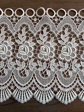 Imported Rose Macrame' 13" x 36" Ecru Valance
